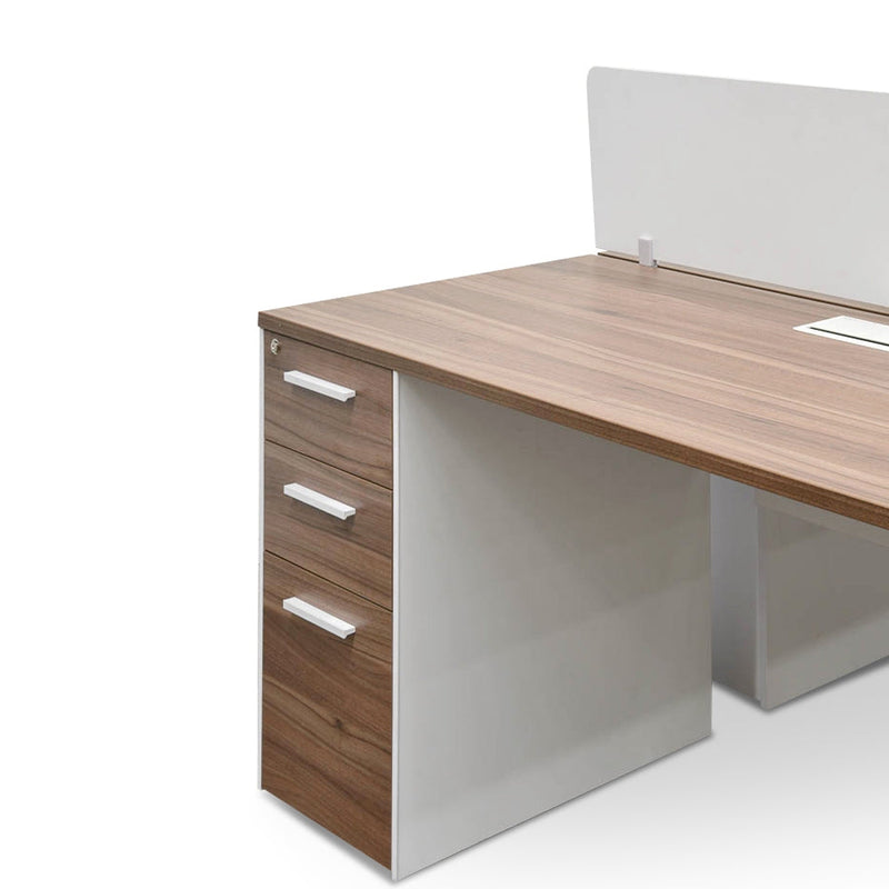 COT089 2 Seater 160cm Walnut Office Desk With Privacy Screen