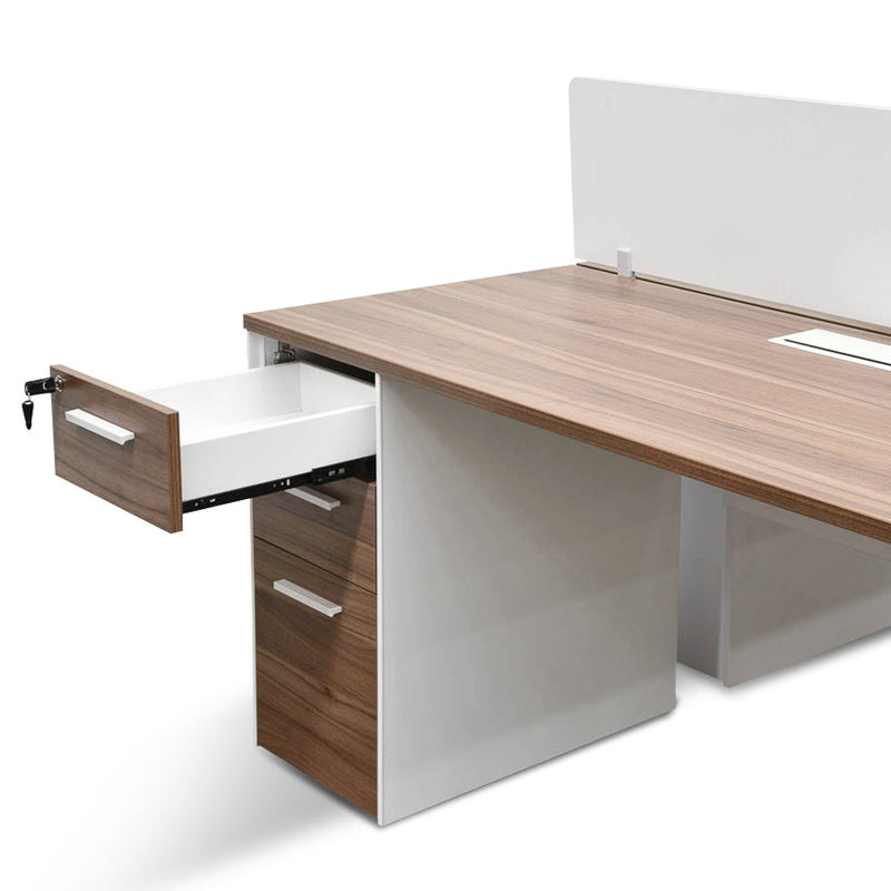 COT089 2 Seater 160cm Walnut Office Desk With Privacy Screen