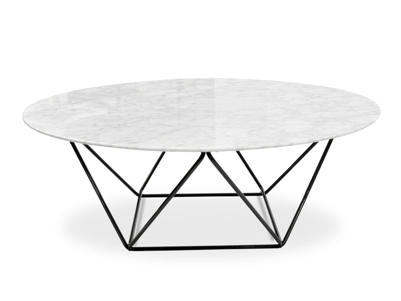 CCF1026 100cm Round Marble Coffee Table With Black Base