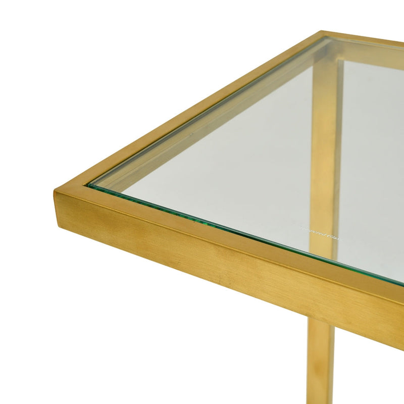 Set of 3 CST2358-KS Glass Side Table - Gold Base