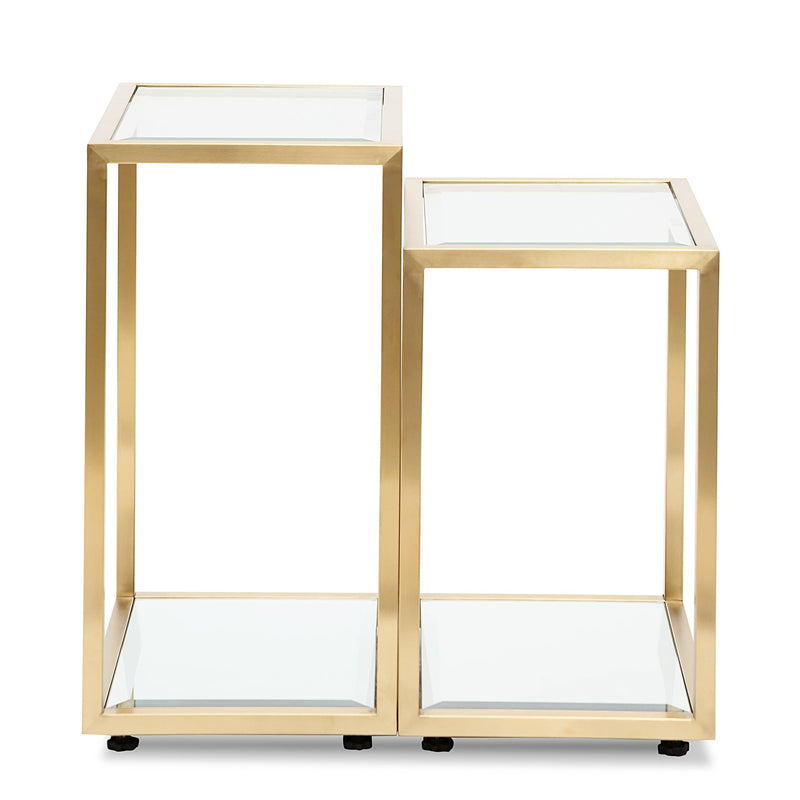 CST2586-BS Glass Side Table - Brushed Gold Base