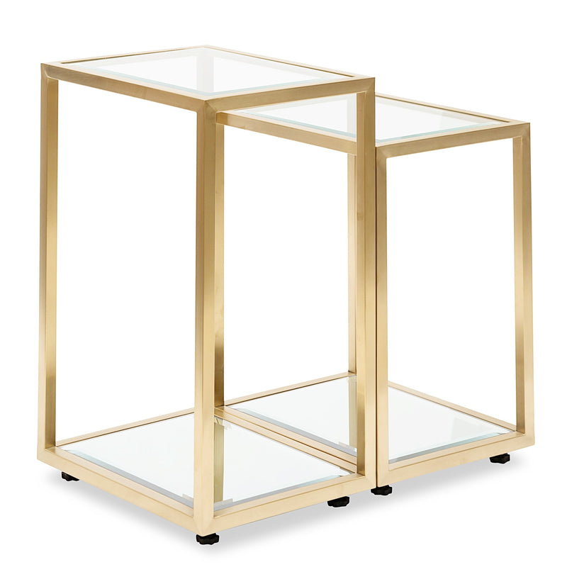 CST2586-BS Glass Side Table - Brushed Gold Base