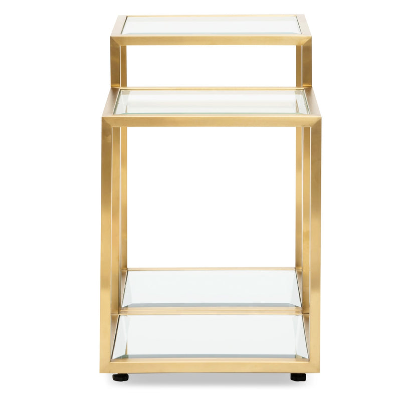 CST2586-BS Glass Side Table - Brushed Gold Base