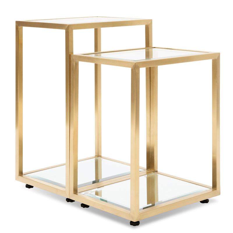 CST2586-BS Glass Side Table - Brushed Gold Base